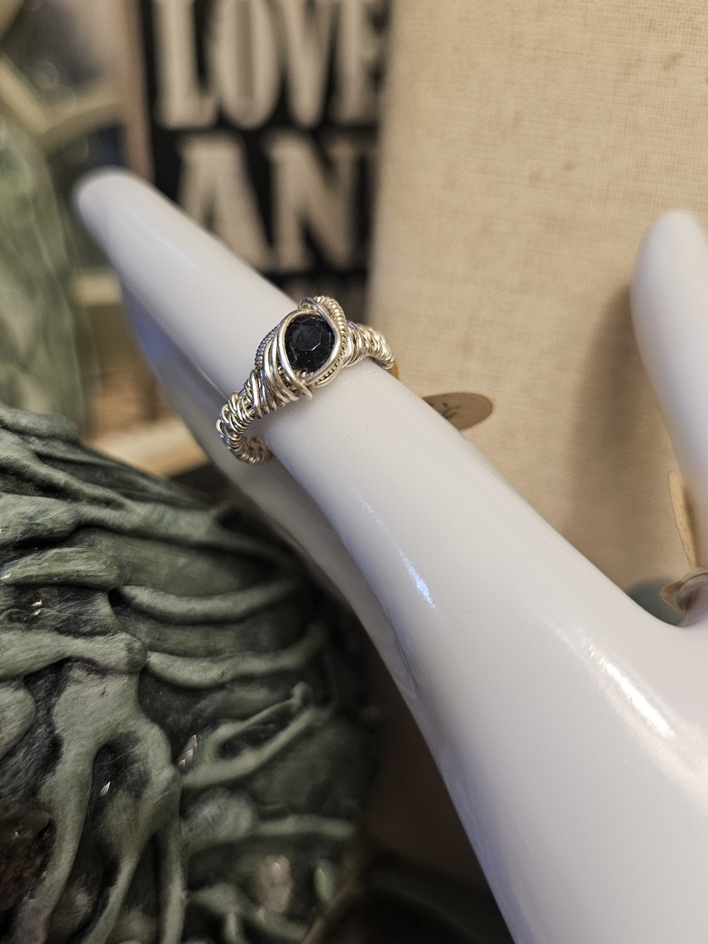 Handcrafted Silver Wire Ring with GRNET Stone SZ 7- 1/4